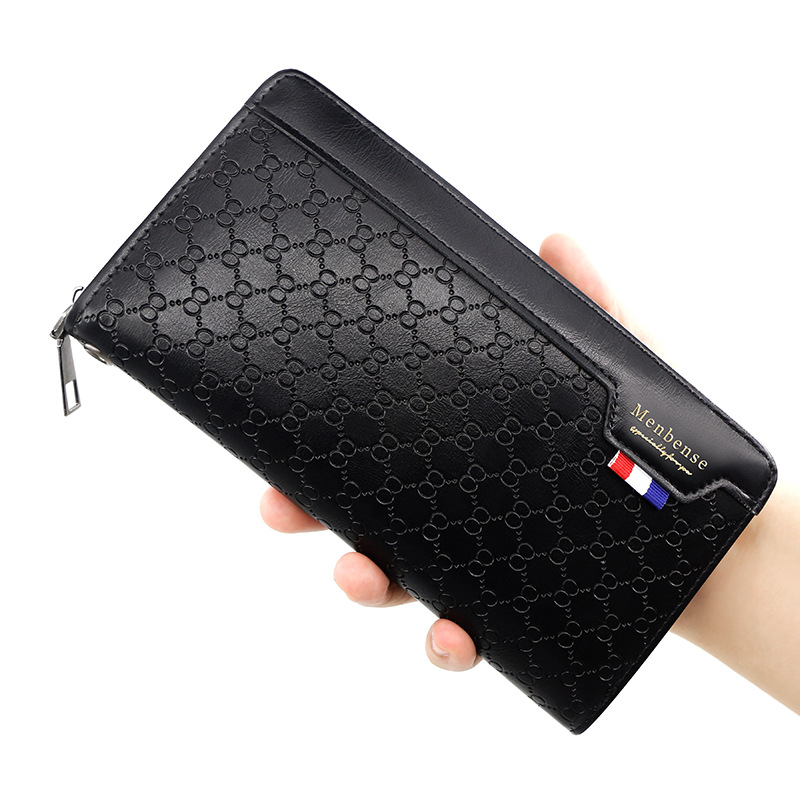 Men's Long Long Bag Clutch Coin Bag Fashion Zipper Cell Phone Bag Multi Card Position Money Clip