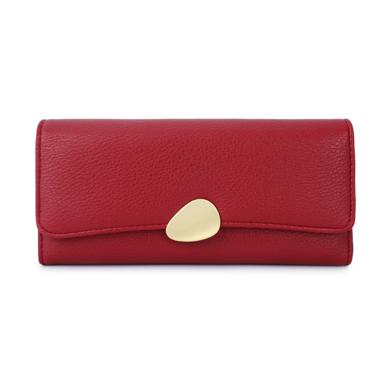 women's wallet classic lychee pattern tri-fold wallet women's handbag long women's handbag purse