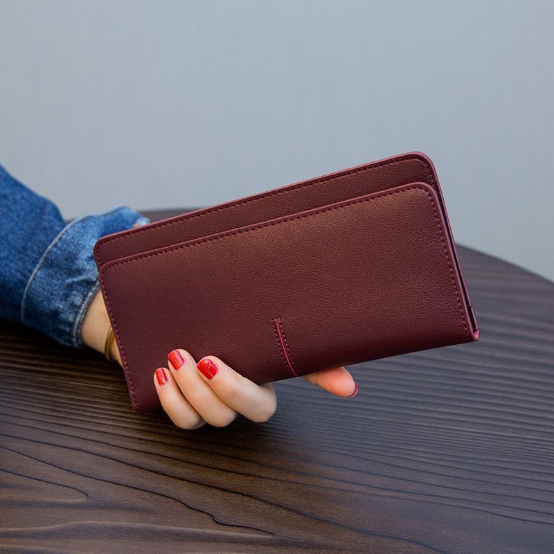 ultra-thin long wallet women 2025 new temperament buckle card space soft leather money clip light luxury models