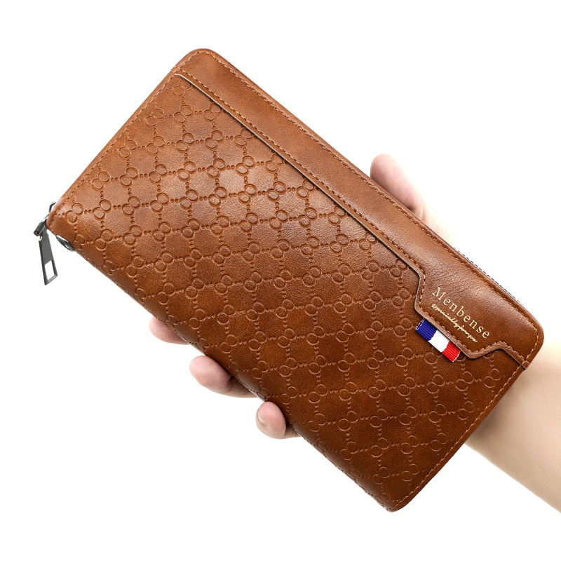 Men's Long Long Bag Clutch Coin Bag Fashion Zipper Cell Phone Bag Multi Card Position Money Clip