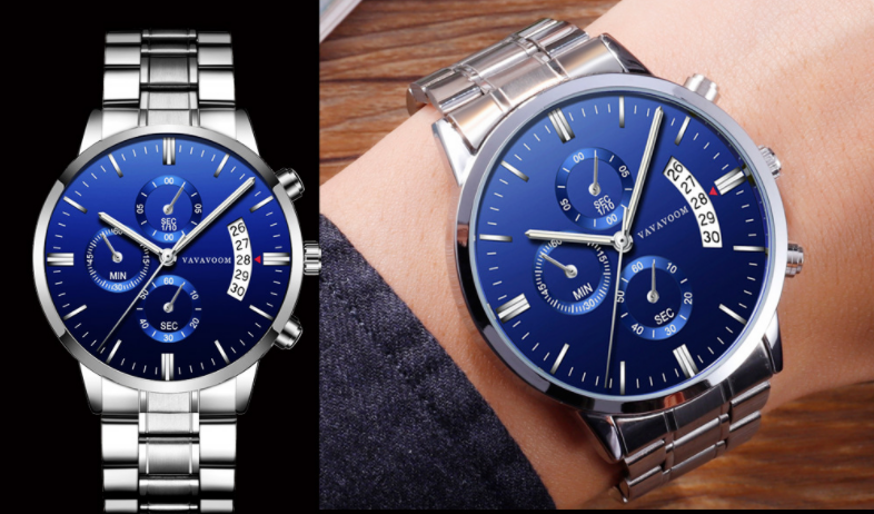 mechanical men's stainless steel with business casual calendar quartz watch