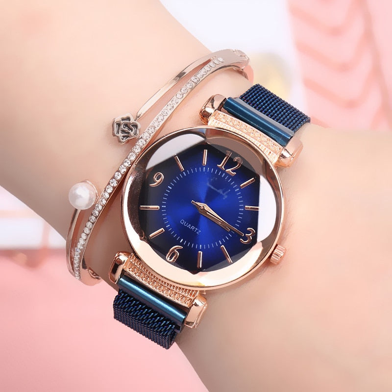 Gradient Dial Milanese Strap Women's Watch